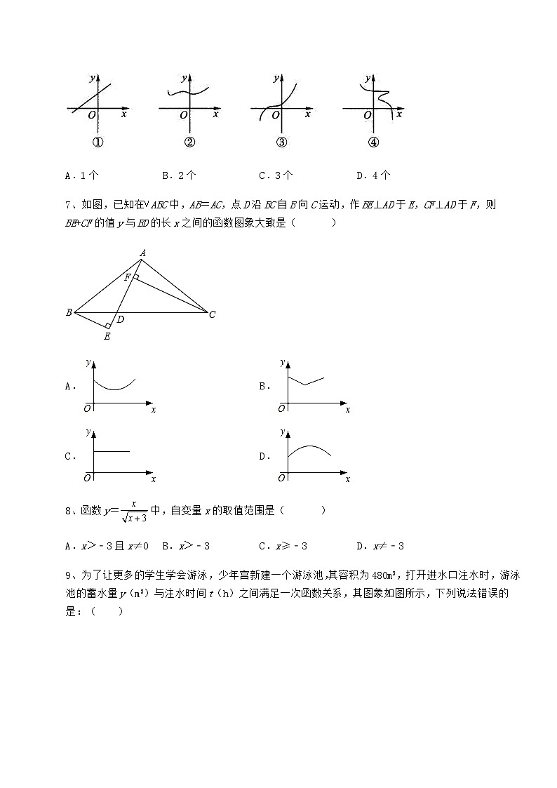 难点解析冀教版八年级数学下册第二十章函数专题练习试卷（精选含详解）第3页