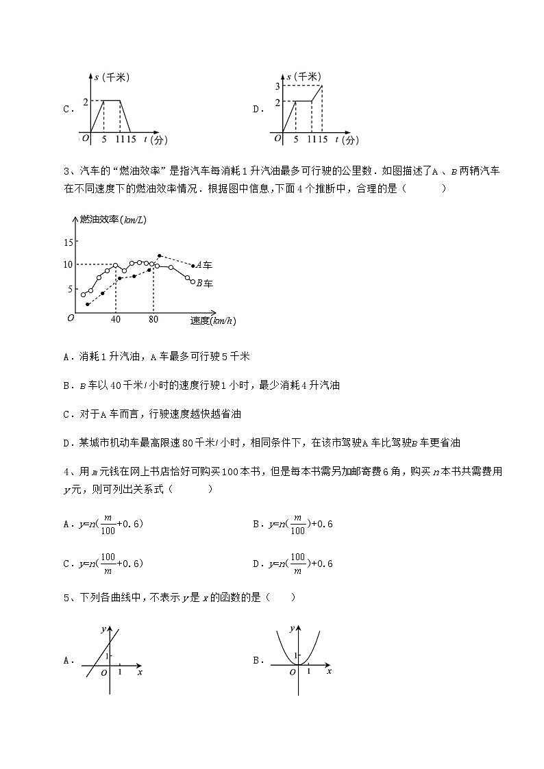 难点解析冀教版八年级数学下册第二十章函数章节测试试题（无超纲）第2页
