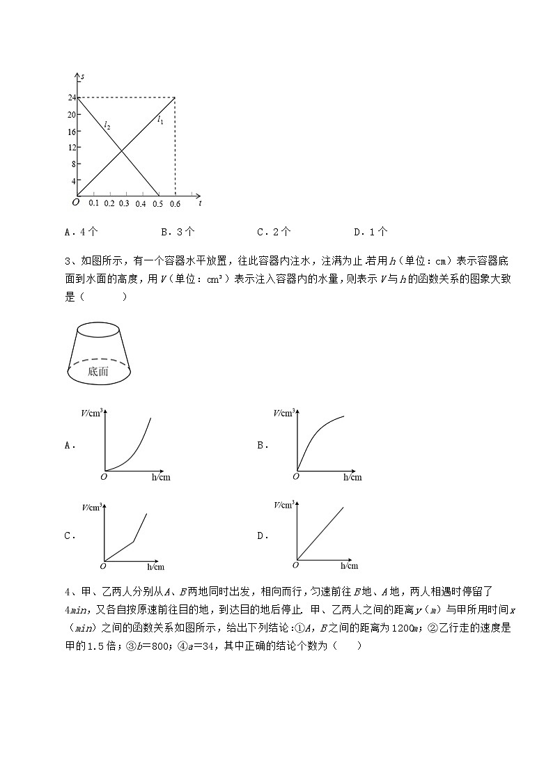 难点详解冀教版八年级数学下册第二十章函数专项攻克练习题（无超纲）第2页