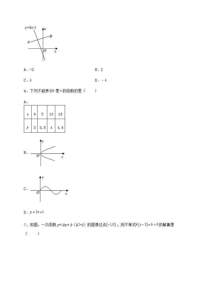 2021-2022学年度冀教版八年级数学下册第二十一章一次函数综合训练试题（精选）第2页