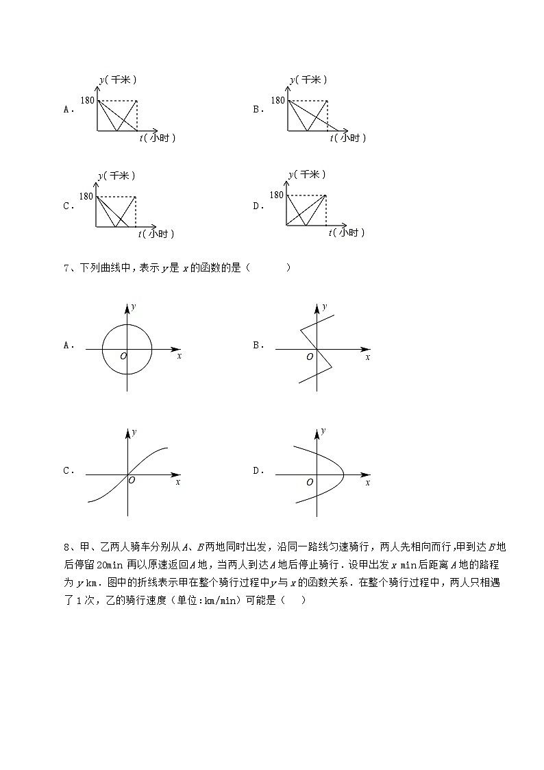2022年必考点解析冀教版八年级数学下册第二十章函数专题练习试卷（无超纲）第3页
