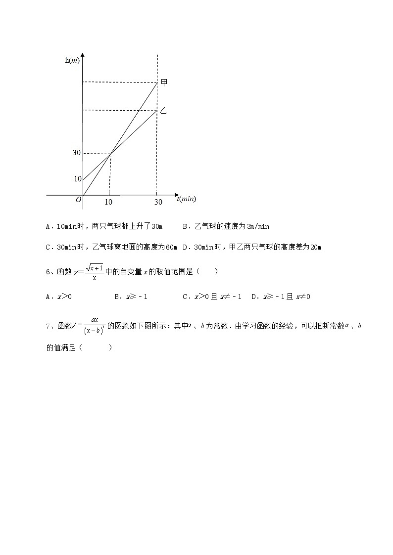 2022年冀教版八年级数学下册第二十章函数专题练习试卷（无超纲）第3页