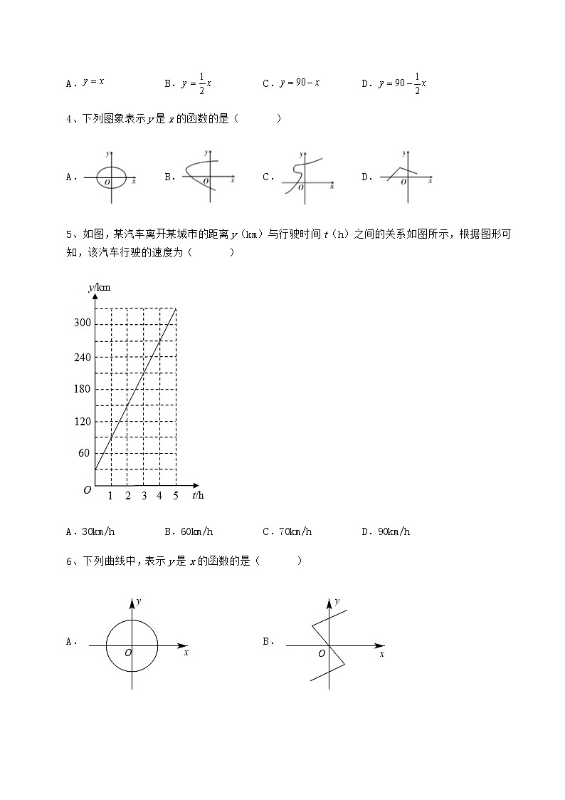 2022年精品解析冀教版八年级数学下册第二十章函数同步测评试题（含详解）第2页