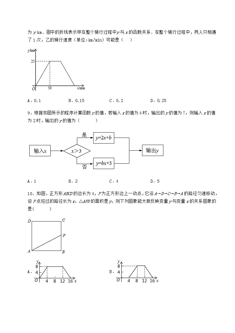 2022年精品解析冀教版八年级数学下册第二十章函数定向攻克试卷（含答案详解）第3页