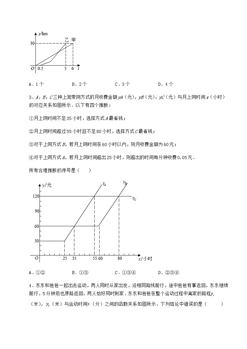 2022年精品解析冀教版八年级数学下册第二十章函数专项训练试题（名师精选）第2页