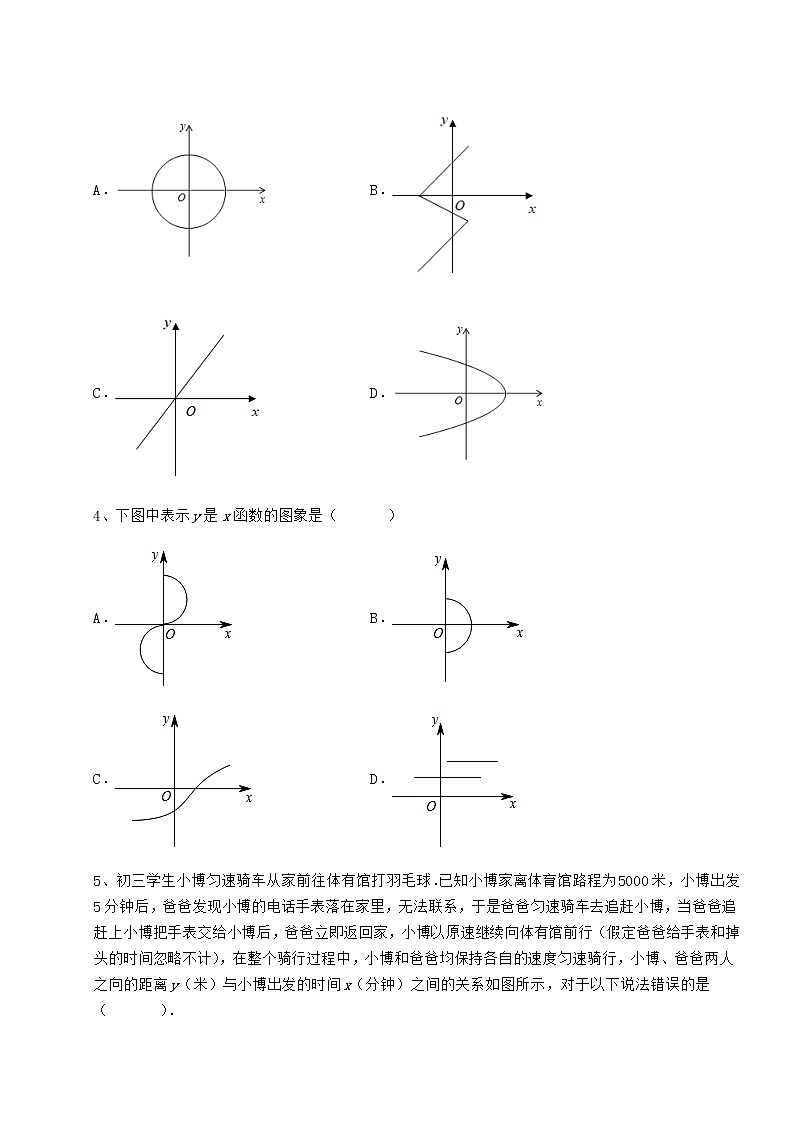 2022年最新冀教版八年级数学下册第二十章函数定向攻克试卷（精选含答案）第2页