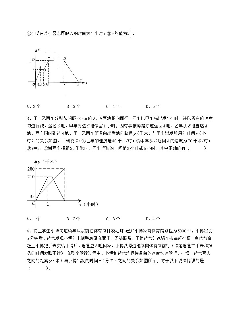 2022年精品解析冀教版八年级数学下册第二十章函数专项练习试卷（精选）第2页