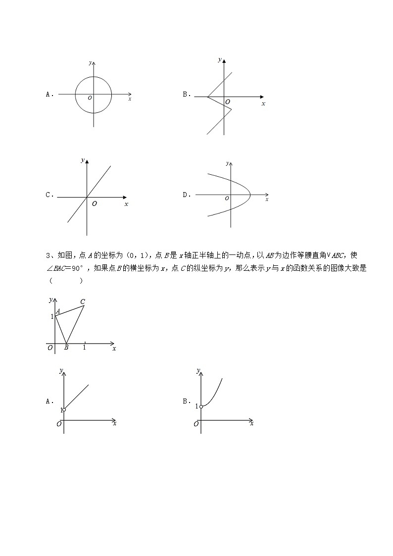 2022年最新精品解析冀教版八年级数学下册第二十章函数专项攻克试卷（精选含答案）第2页