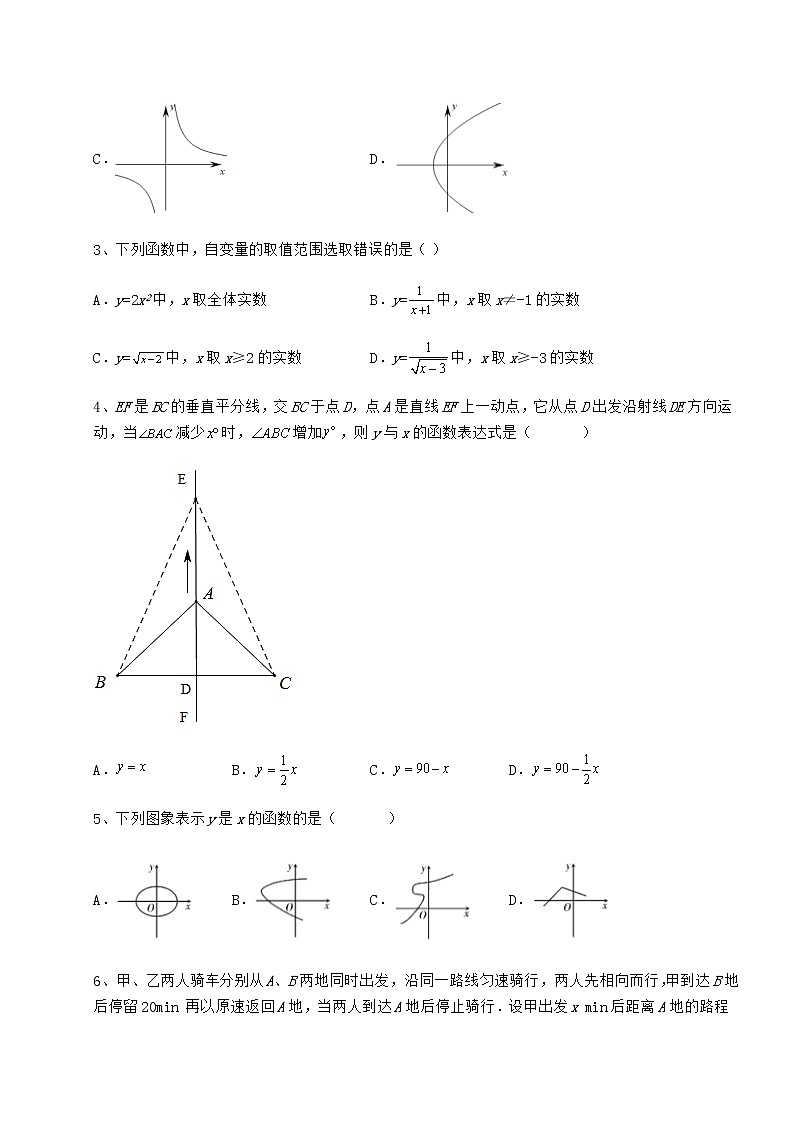 2022年最新精品解析冀教版八年级数学下册第二十章函数专项练习试卷（无超纲）第2页