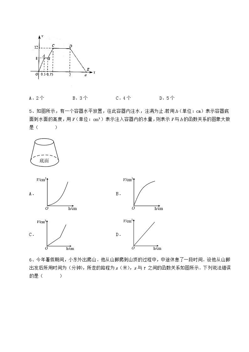 2022年最新强化训练冀教版八年级数学下册第二十章函数专题测评试题（含答案解析）第3页