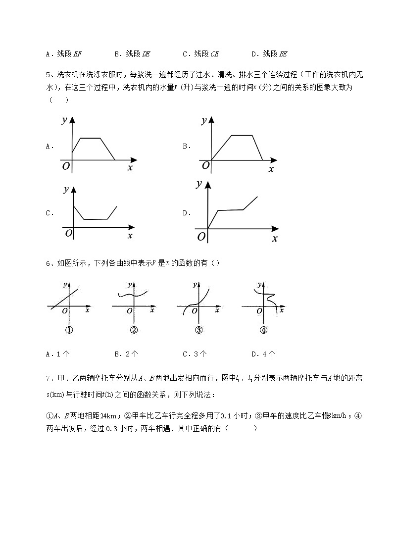 精品试卷冀教版八年级数学下册第二十章函数课时练习试卷（无超纲带解析）第3页
