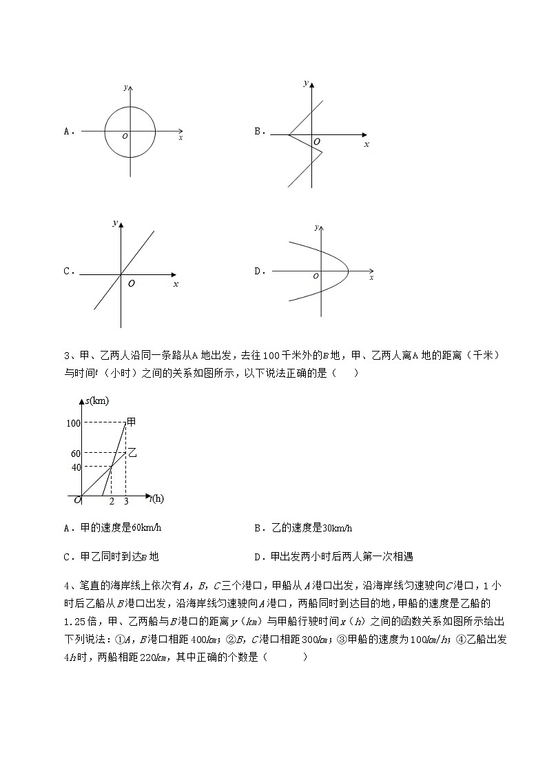 精品试卷冀教版八年级数学下册第二十章函数同步测评练习题（精选）第2页