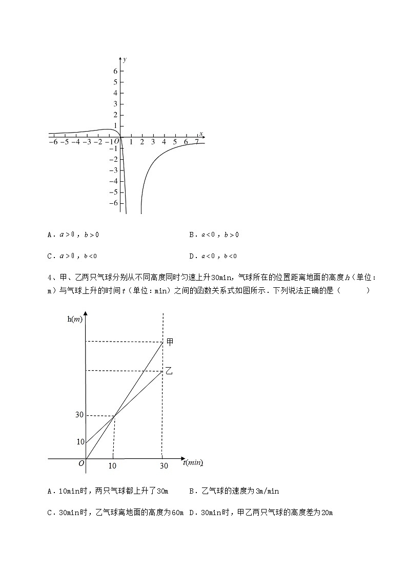 2021-2022学年冀教版八年级数学下册第二十章函数单元测试试卷（含答案解析）第2页