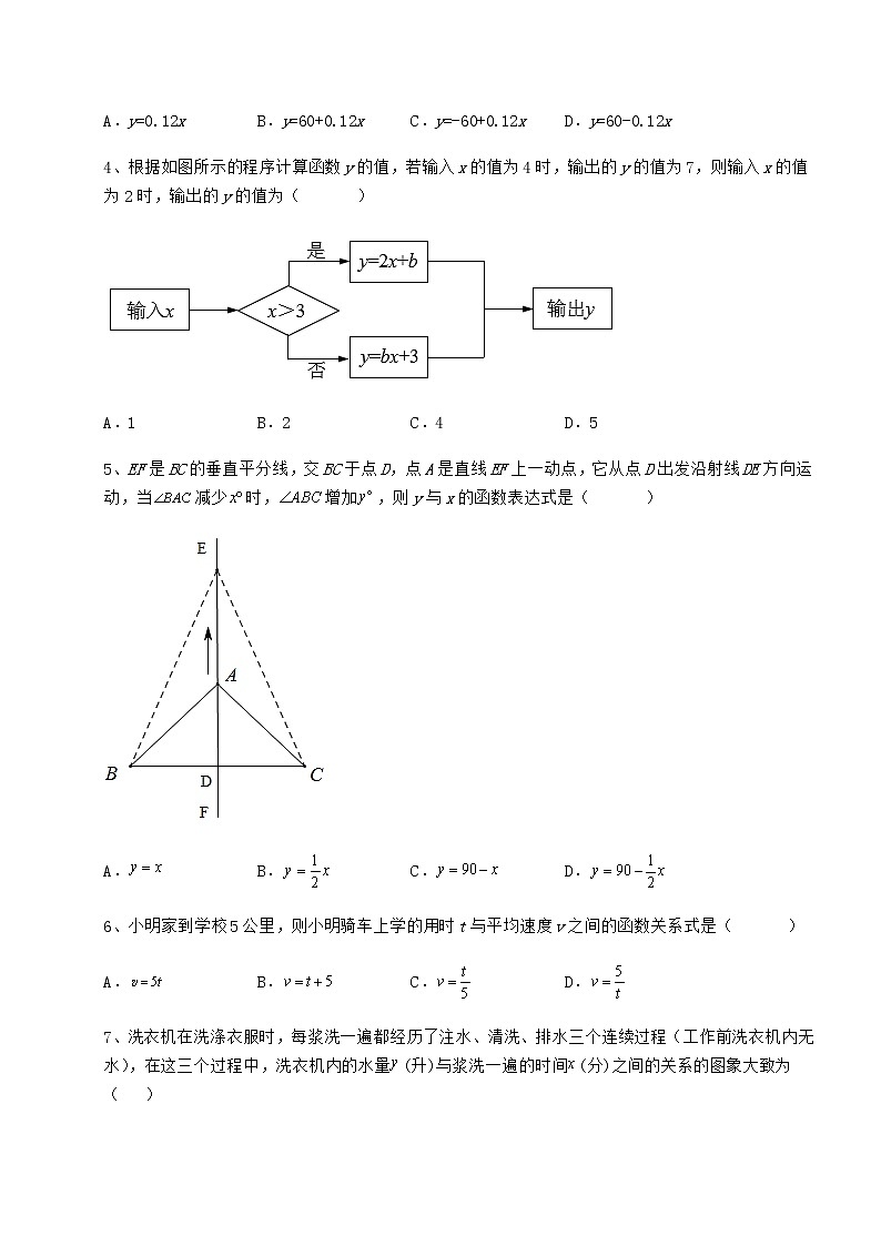 2021-2022学年基础强化冀教版八年级数学下册第二十章函数专项测评试卷（无超纲）第2页