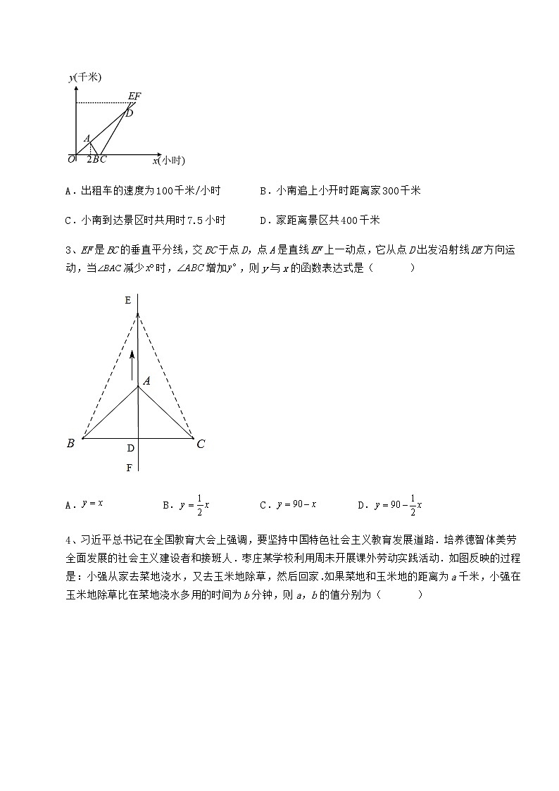 2021-2022学年基础强化冀教版八年级数学下册第二十章函数综合测评试题（精选）第2页