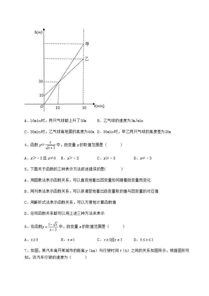 2022年必考点解析冀教版八年级数学下册第二十章函数必考点解析试题（含解析）第2页