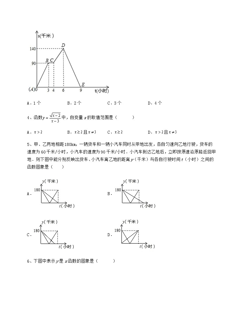 2021-2022学年最新冀教版八年级数学下册第二十章函数综合训练试题（含解析）第2页