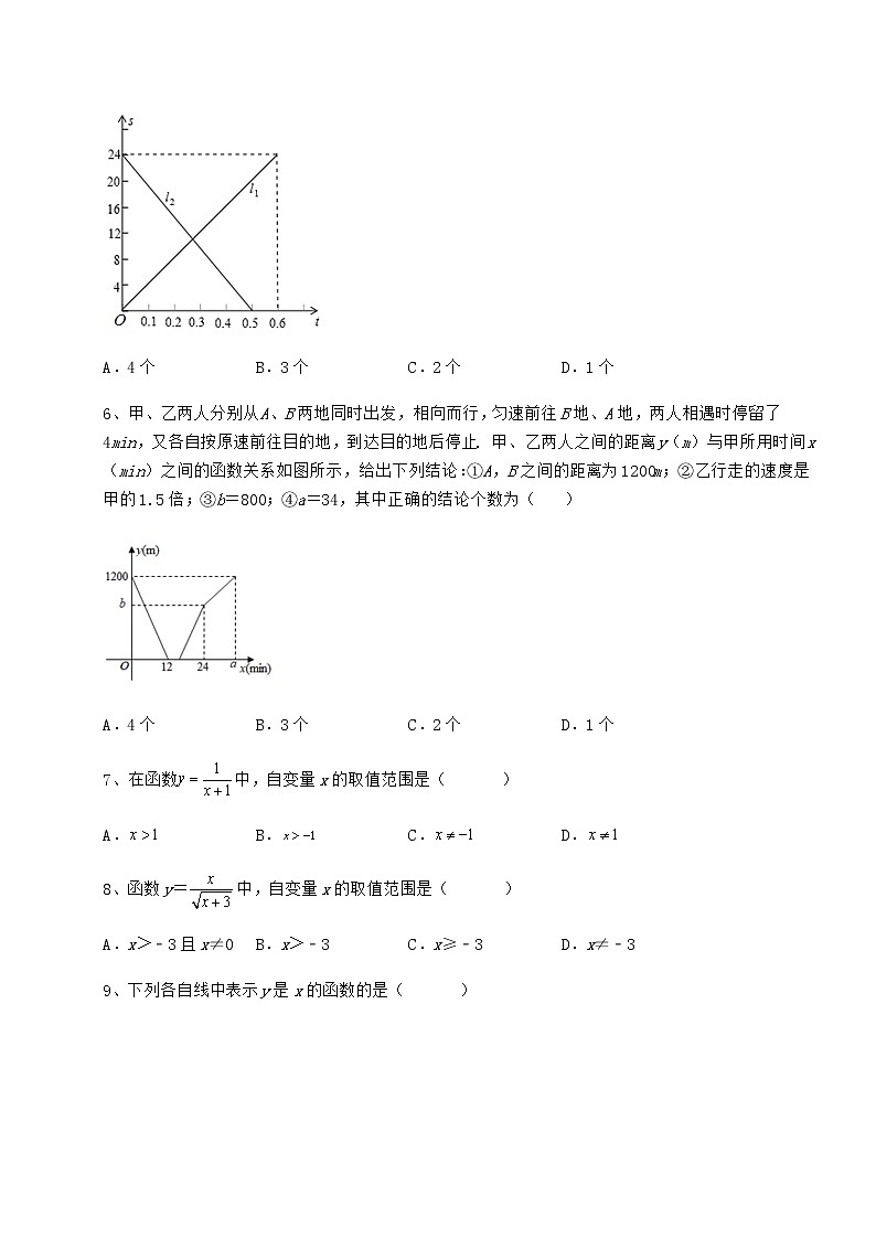2021-2022学年冀教版八年级数学下册第二十章函数专项攻克试题（无超纲）第3页