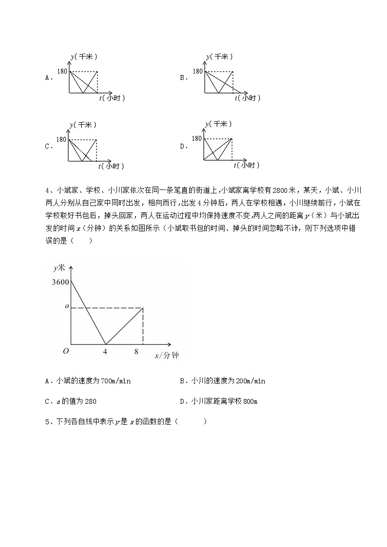 2021-2022学年最新冀教版八年级数学下册第二十章函数定向测评试题（含详细解析）第2页