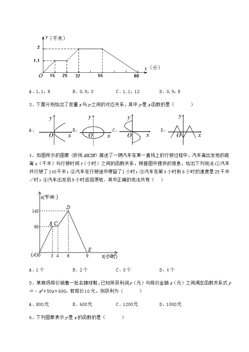 2022年必考点解析冀教版八年级数学下册第二十章函数课时练习试题（无超纲）第2页