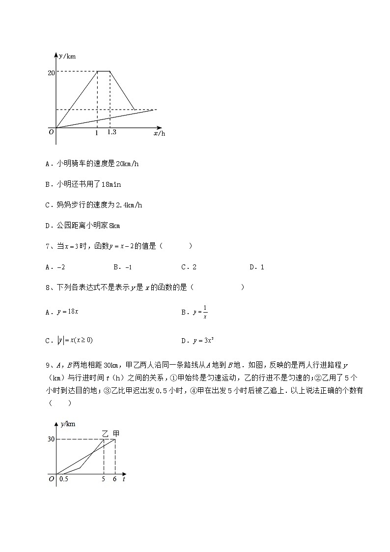 2022年精品解析冀教版八年级数学下册第二十章函数专题训练试题（无超纲）第3页