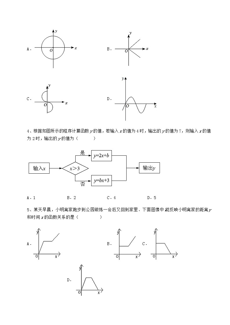 2022年必考点解析冀教版八年级数学下册第二十章函数章节测评试题（含详解）第2页