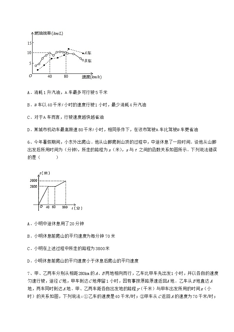 2022年精品解析冀教版八年级数学下册第二十章函数同步测评试卷（含答案详解）第3页