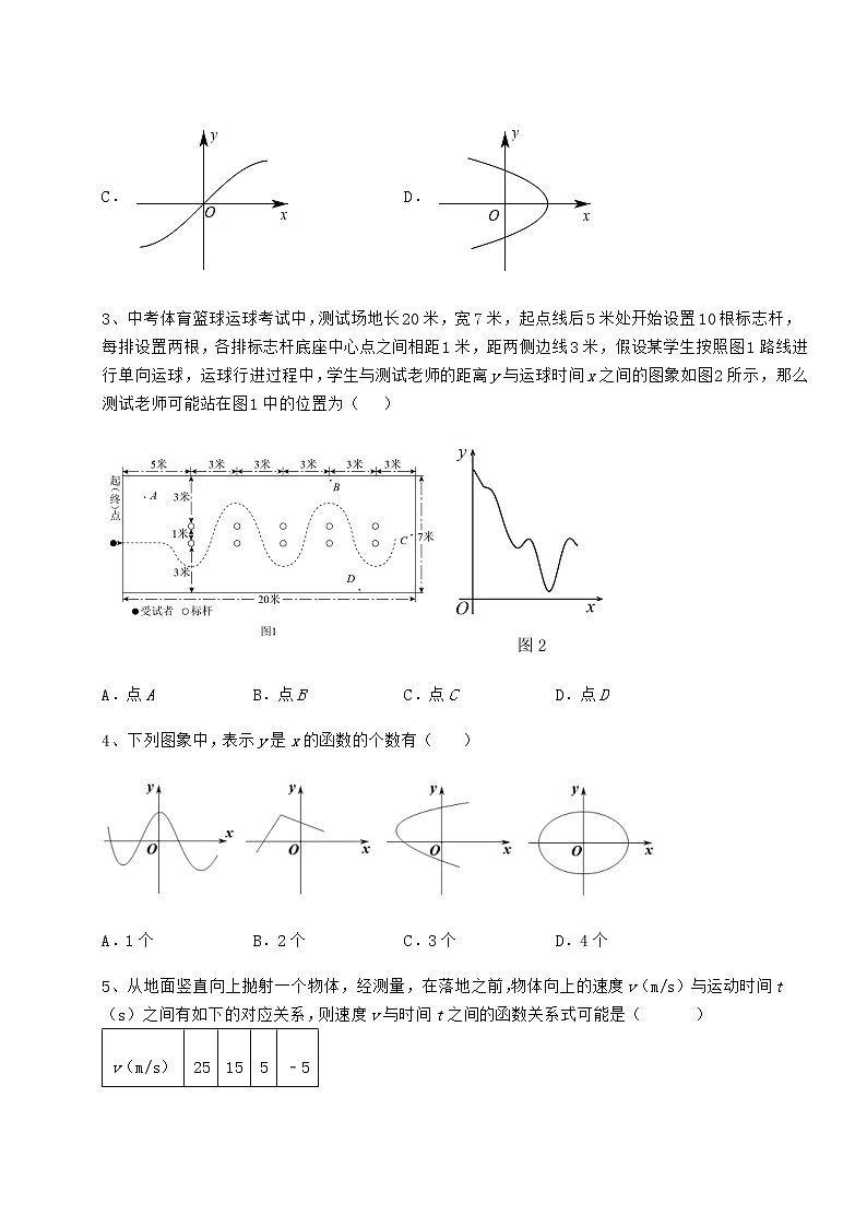 2021-2022学年度冀教版八年级数学下册第二十章函数定向测试试题（含答案解析）02