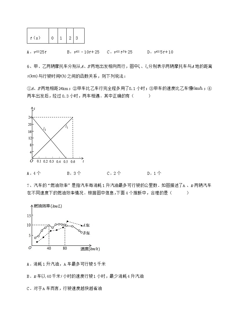 2021-2022学年度冀教版八年级数学下册第二十章函数定向测试试题（含答案解析）03