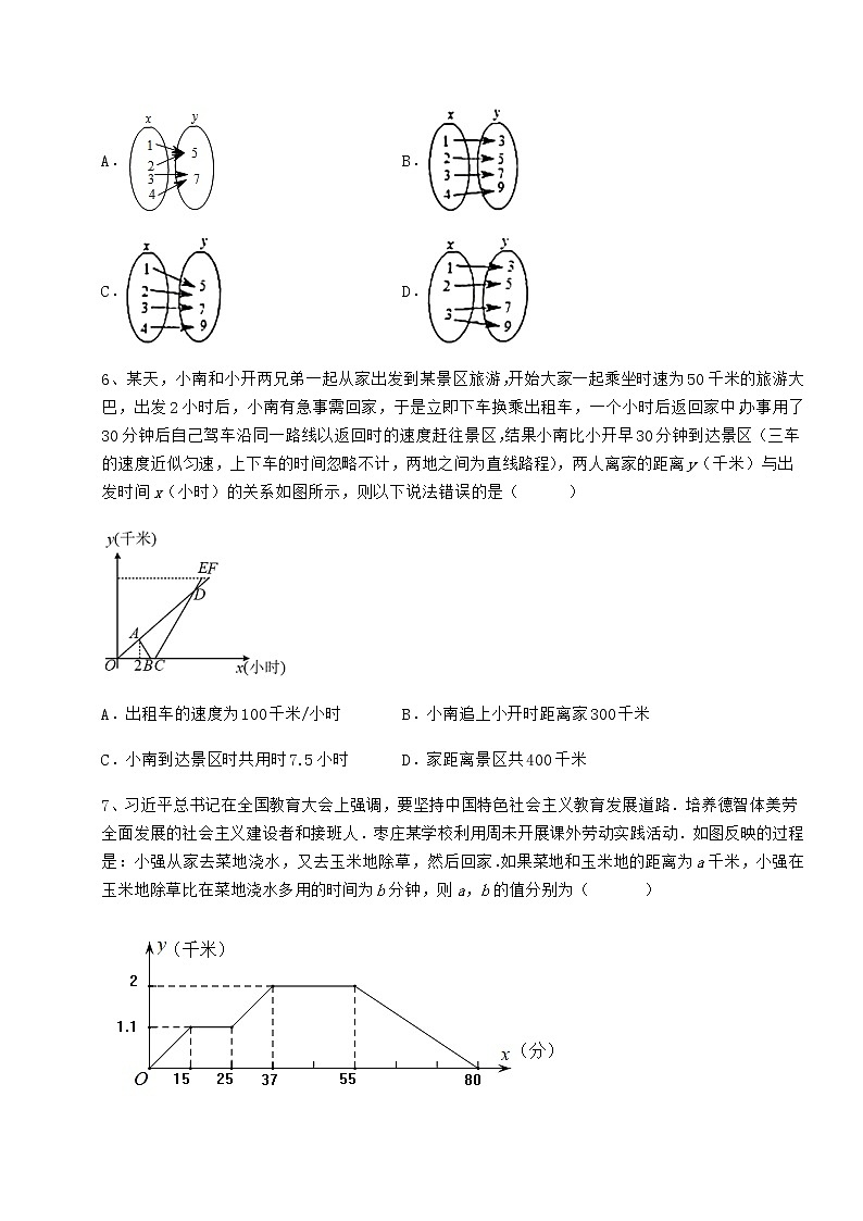 2021-2022学年度强化训练冀教版八年级数学下册第二十章函数定向练习试题（无超纲）第3页