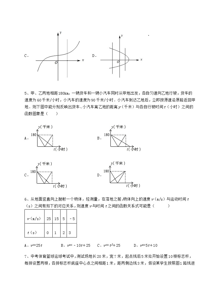 2021-2022学年度强化训练冀教版八年级数学下册第二十章函数同步训练试卷（含答案详解）第3页