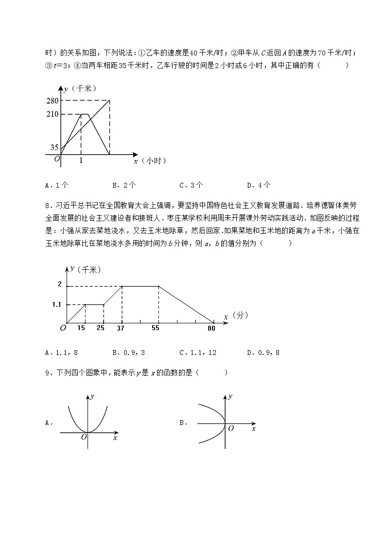 2021-2022学年度冀教版八年级数学下册第二十章函数专题测试试题（无超纲）第3页