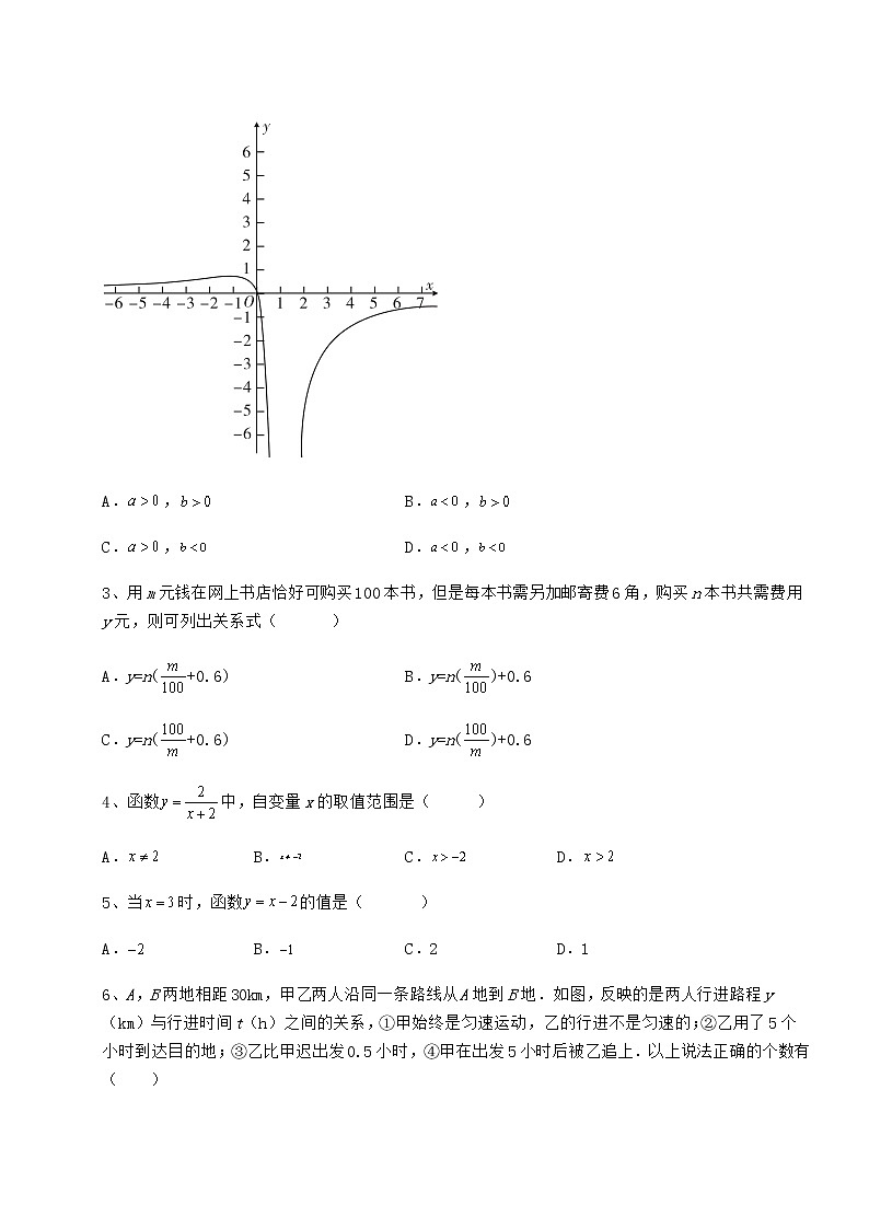 2021-2022学年度冀教版八年级数学下册第二十章函数定向练习练习题（精选）第2页