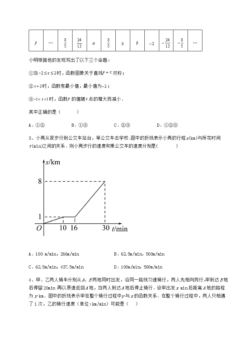 2021-2022学年度冀教版八年级数学下册第二十章函数章节测试试题（含详细解析）第2页