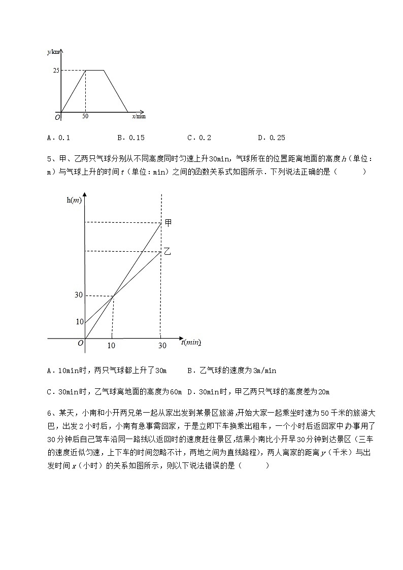 2021-2022学年度冀教版八年级数学下册第二十章函数章节测试试题（含详细解析）第3页