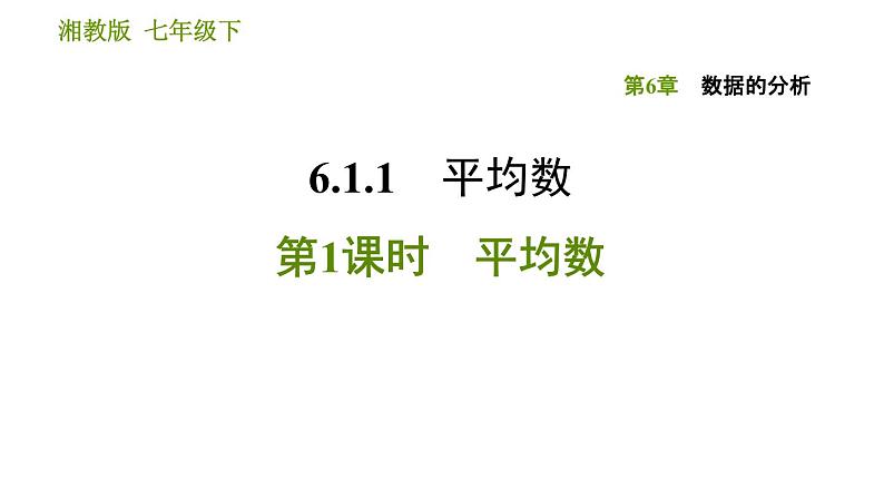 湘教版七年级下册数学 第6章 6.1.1 第1课时 平均数 习题课件01