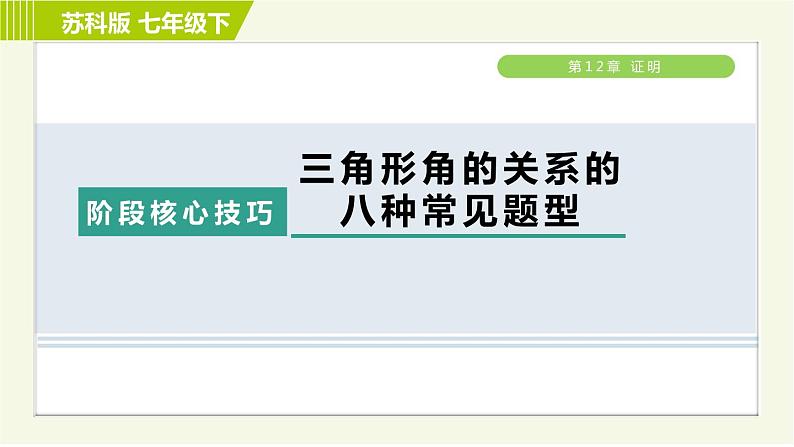 苏科版七年级下册数学 第12章 阶段核心技巧  三角形角的关系的八种常见题型 习题课件第1页