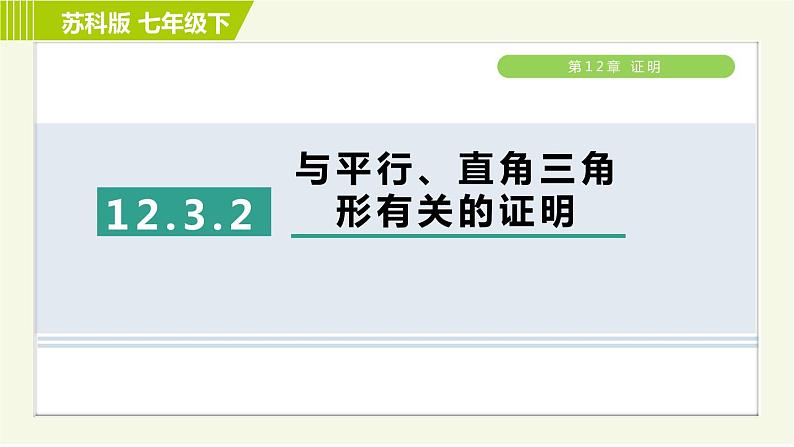 苏科版七年级下册数学 第12章 12.3.2  与平行、直角三角形有关的证明 习题课件01