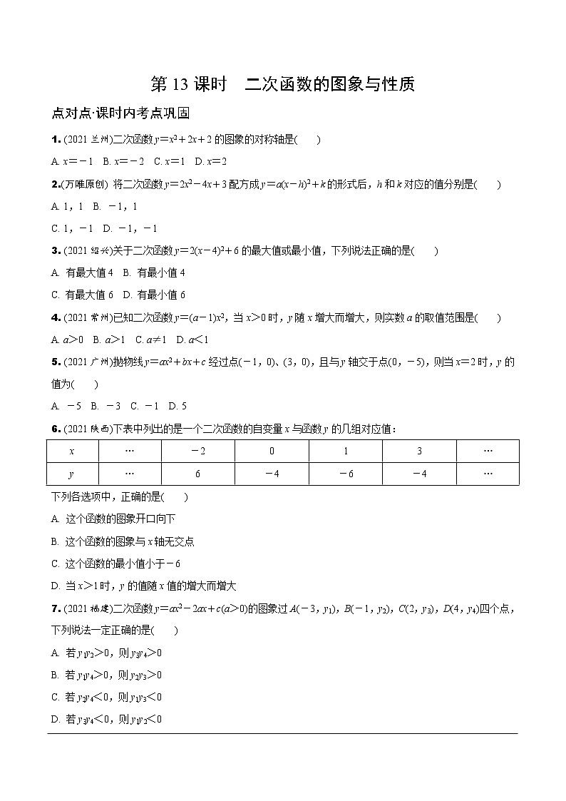 4.第13课时  二次函数的图象与性质第1页