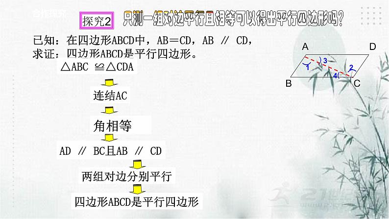 浙教版八年级下数学4.4平行四边形的判定定理（1）课件06