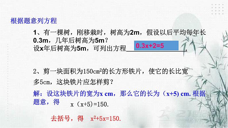 浙教版八年级数学2.1一元二次方程课件第3页