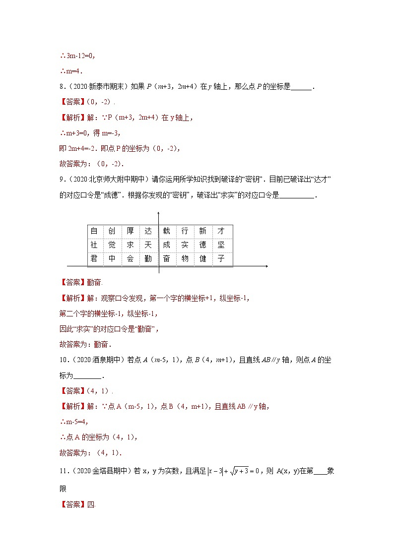 专题08 平面直角坐标系知识大视野基础巩固+技能提升（解析版）第3页