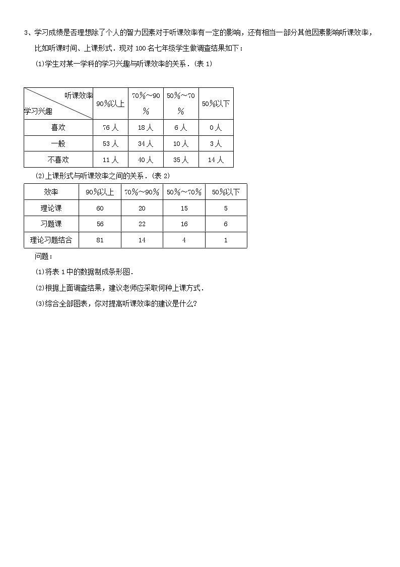 10.3从数据谈节水-2021-2022学年人教版七年级数学下册导学案第3页