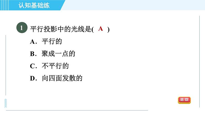 鲁教五四版九年级上册数学 第4章 4.1.2 目标一　平行投影与正投影 习题课件03