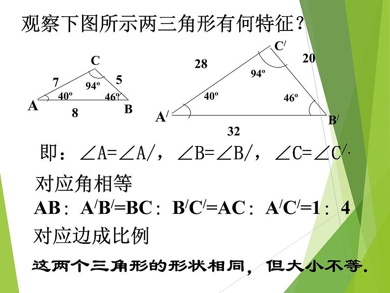 华东师大版数学九年级上册 23.3.1 相似三角形_1（课件）第2页