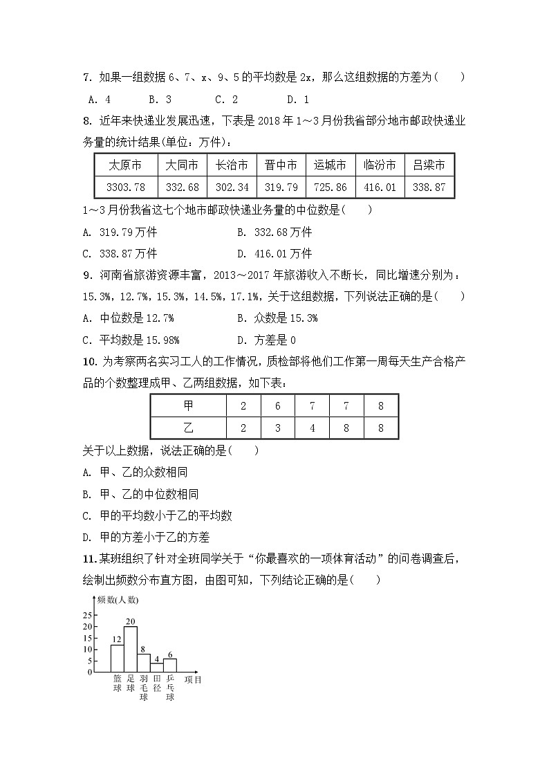 (通用版)中考数学一轮复习8.1《统计》精选练习卷(含答案)02
