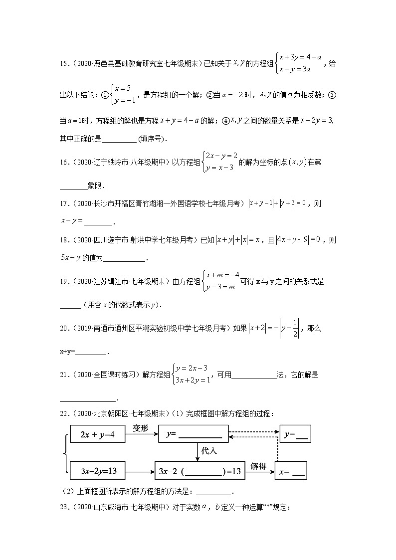 专题8.4 消元-解二元一次方程组（1）（专项练习）-2021-2022学年七年级数学下册基础知识专项讲练（人教版）第3页