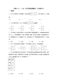 专题8.12 三元一次方程组的解法（专项练习）-2021-2022学年七年级数学下册基础知识专项讲练（人教版）