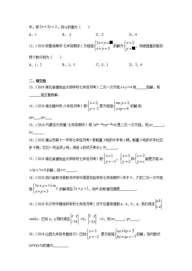 专题8.14 《二元一次方程组》全章复习与总结（专项练习）七年级数学下册基础知识专项讲练（人教版）第3页