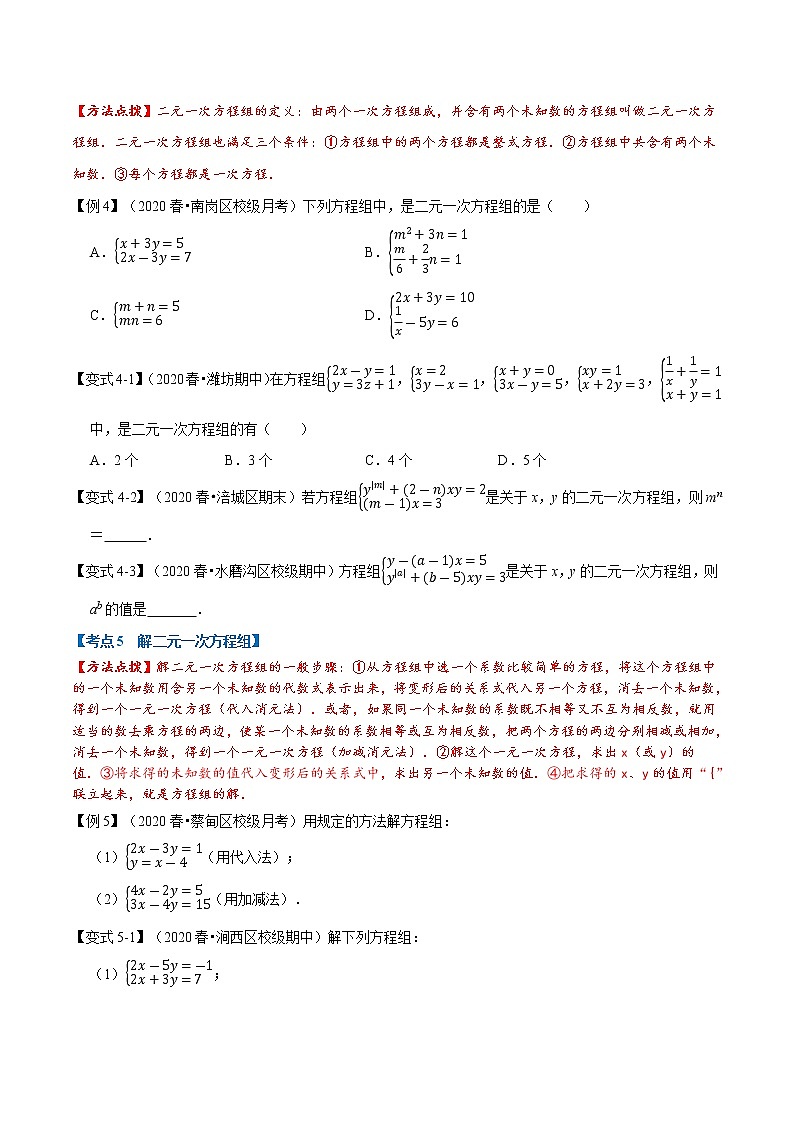 专题1.4 二元一次方程组章末重难点题型（举一反三）（人教版）（原卷版）第3页